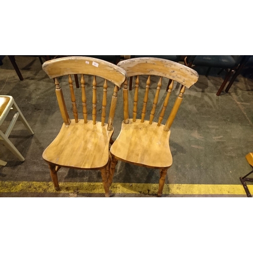 504 - Pair of pine kitchen chairs