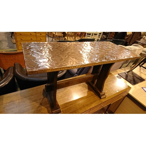 525 - Copper topped ornate coffee table