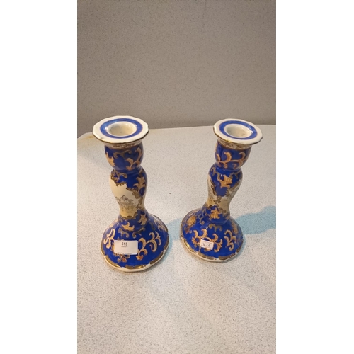 513 - 2 stoneware Candle stick holders