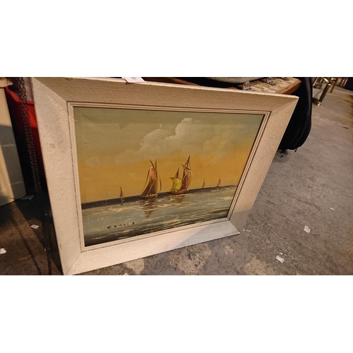 646 - Sailing at sunset framed picture