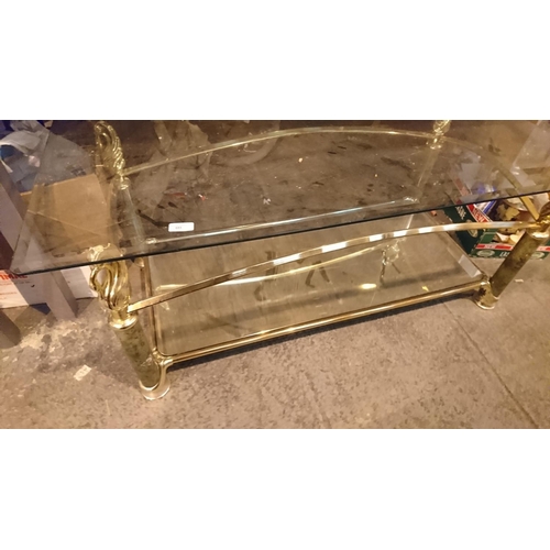 685 - Glass and brass coffee table