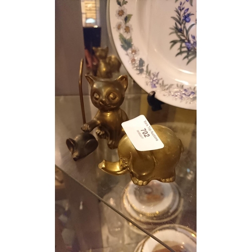 702 - brass elephant and cat