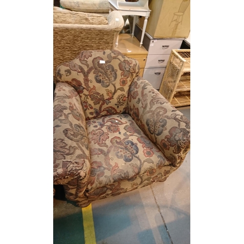 734 - vintage upholstered chairs - beige floral