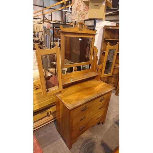 648A - Antique Pine/Satin wood Dressing table / Chest of Drawers