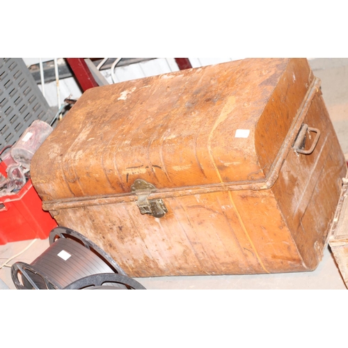 51 - Large metal travel trunk