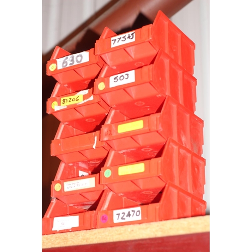 54 - 10 x size 5 red tote bins.