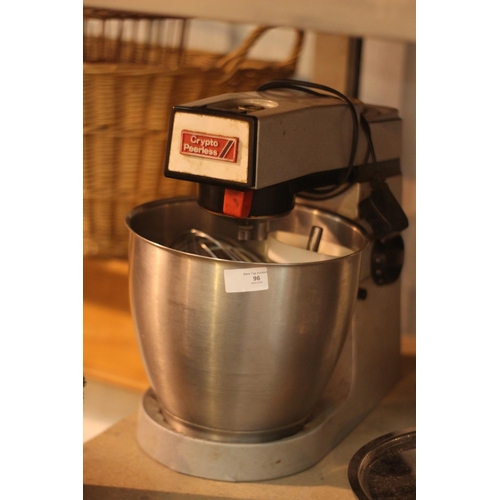 96 - Stainless steel Crypto Peerless food mixer with 3 attachments