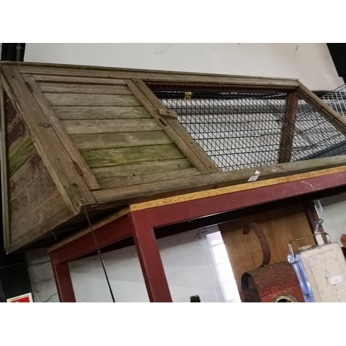 32 - Triangular wooden chicken coup and run approx 6' long