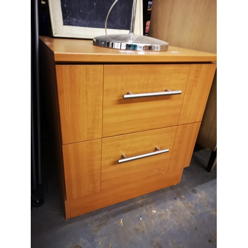 529 - Beech two drawer bedside cabinet