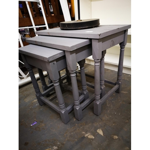 537 - Nest of three grey shabby chic tables