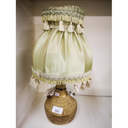 542 - Gold bedside lamp with green shade