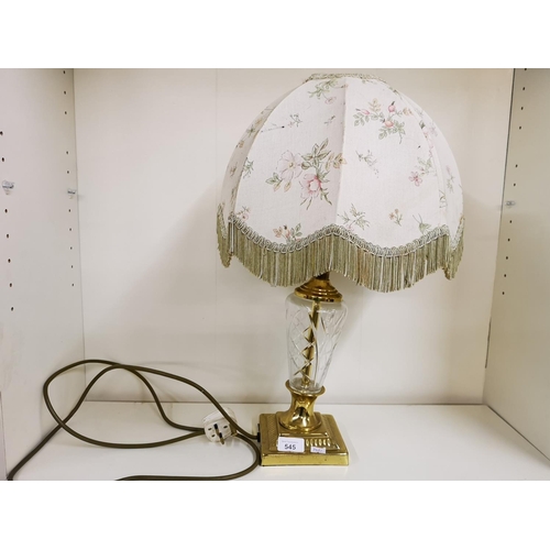 545 - Brass and cut glass table lamp