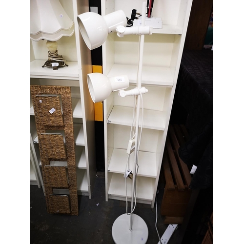 553 - Modern white double metal standard lamp