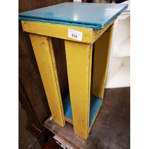 558 - Scratch built yellow plant stand