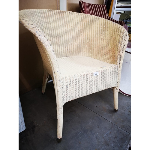 562 - Yellow painted lloyd loom syle tub chair