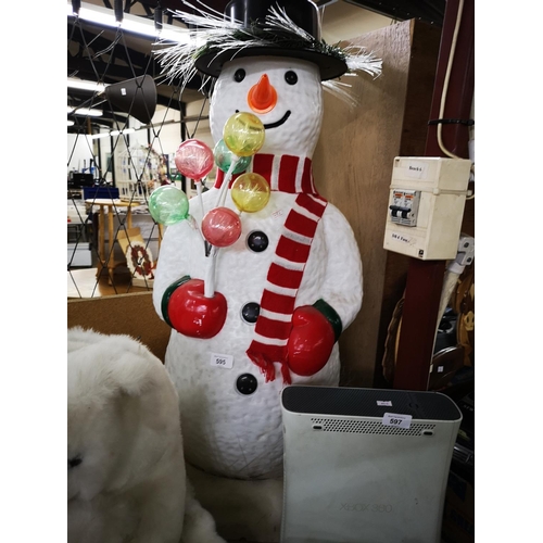 595 - Christmas snowman garden ornament approx 3' tall