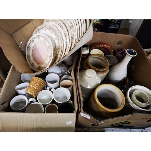 652 - 3 boxes of misc inc stone ware mugs etc.