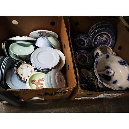 657 - 2 boxes of misc items inc plates, jug etc.