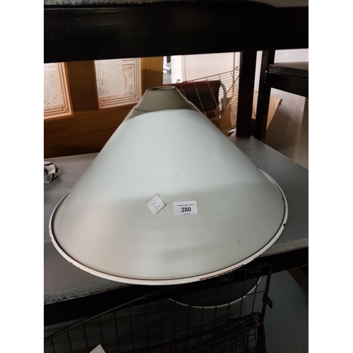 280 - Large grey and white copper industrial lampshade - slight damage