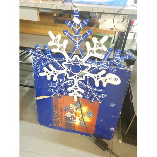 303A - Large blue and white rope light snowflake