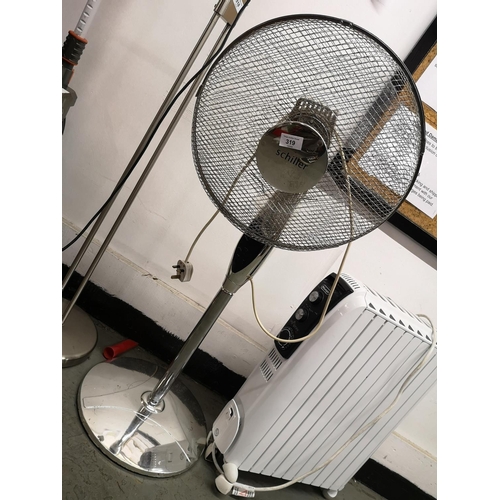 319 - Schiller metal floor standing fan. GWO