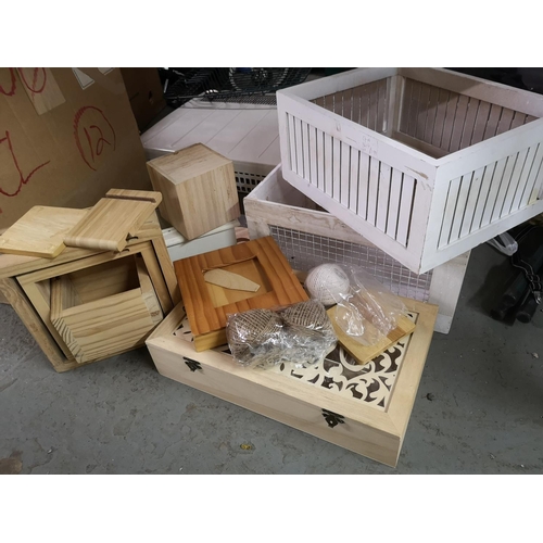 333 - LArge selection of wooden storage boxes and twine