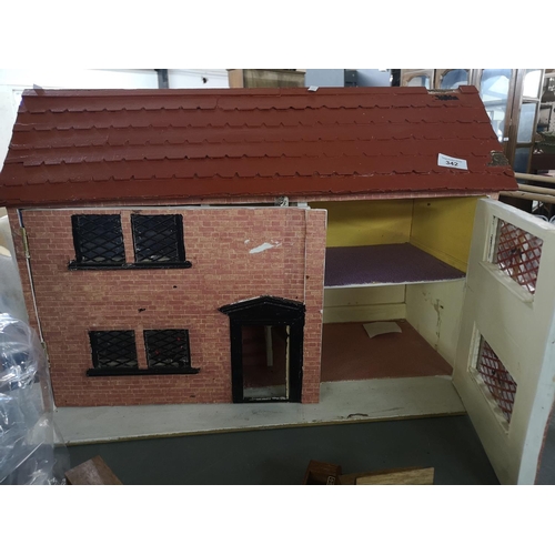 342 - Scratch built farm house style dolls house. Approx 48cm tall