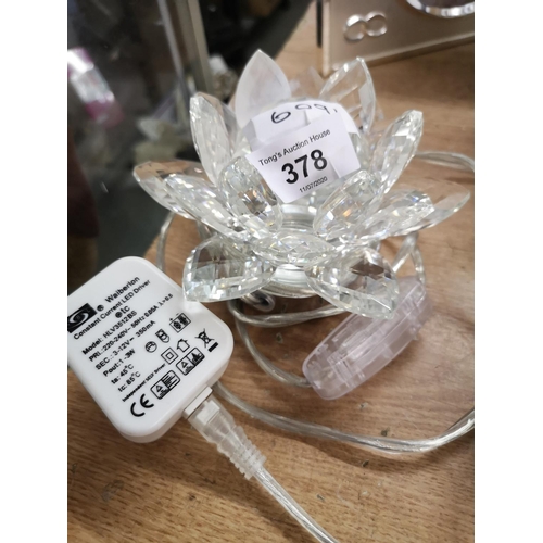 378 - Crystal style flower lamp on chrome base