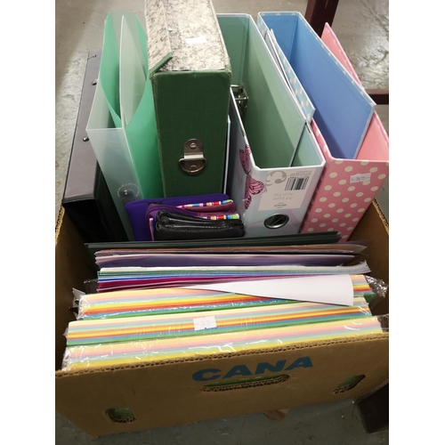 387 - Large collection of stationary items incl. coloured paper and card, binders and pencil cases