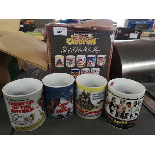 401 - Set of four 'Carry on' film poster mugs, in box.