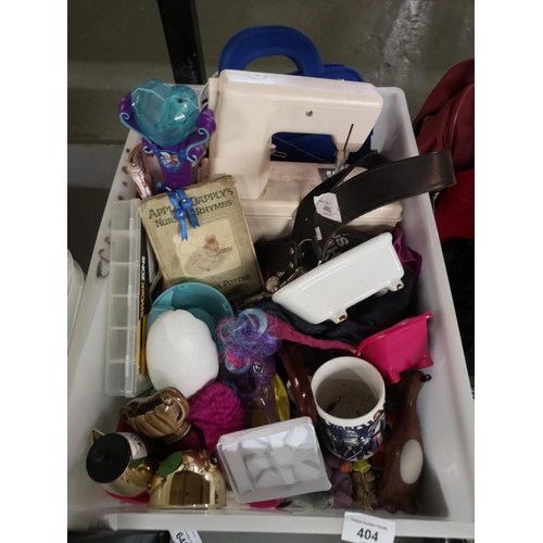 404 - Collection of misc incl. childrens items, girl guides belt, Beatrix Potter book and small sewing mac... 