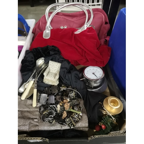 405 - Collection of items incl. handbags, costume jewellery and plated cutlery