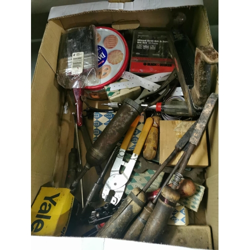 222 - Collection of tools etc drill bits, soldering irons etc.