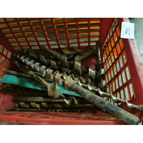 256 - Collection of wood drill bits.