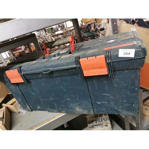 264 - Large plastic tool box, 62 cm x 27 cm x 29 cm.