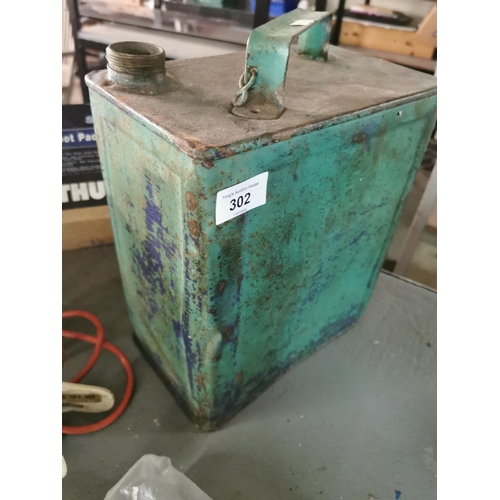 302 - Vintage green petrol can.