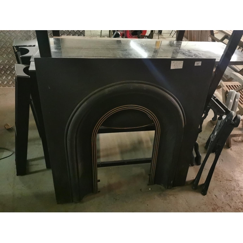 307 - Vintage style metal fire surround with beautiful clean lines and marble hearth.