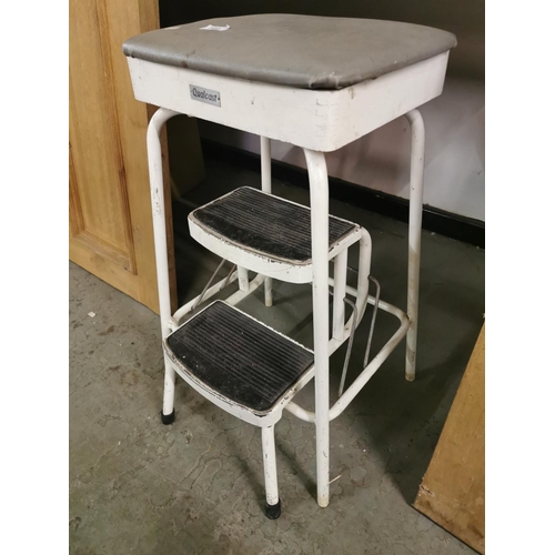 309 - Vintage white Qualcast stool with steps