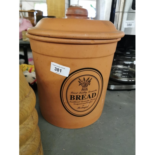 381 - Round terracotta bread bin, designed and crafted in Portugal