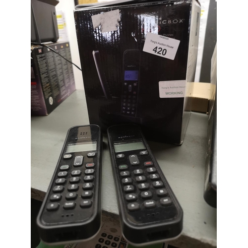 420 - Magicbox Halo twin home portable phone set.