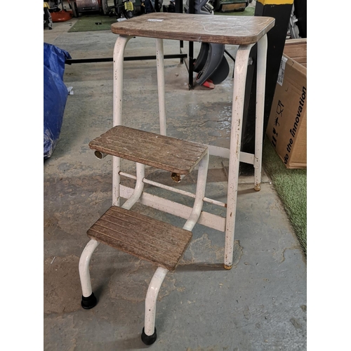 125 - 1960's wood and metal step stool