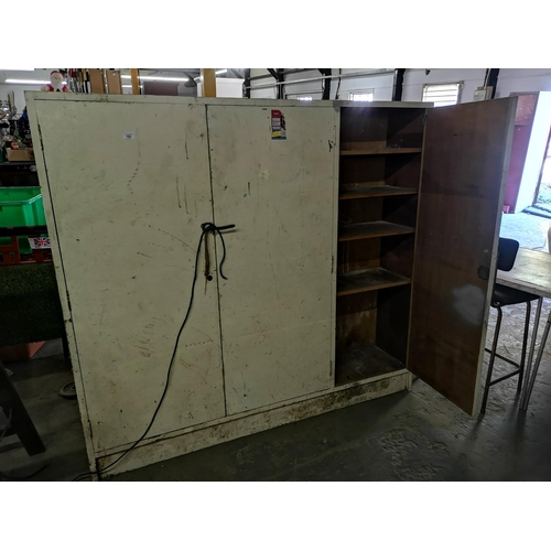 126 - Lockable double and single wooden workshop cabinet 5' 6''w x 5'h x 1'd