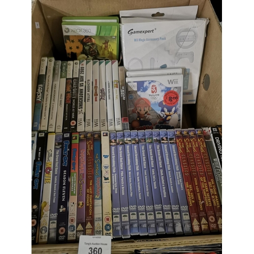 360 - Collection of DVDs and some console games.