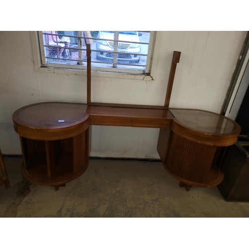 630 - Dressing table with two drawers and roll side cupboards, missing its mirror, very interesting design... 