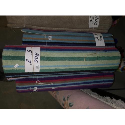 642 - Multi coloured striped rug, 5' x 2'