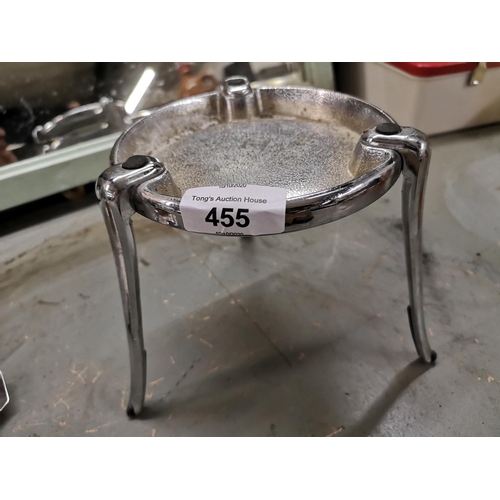 455 - Heavy chrome metal stand. Stamped APS. 5.5