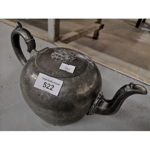 522 - A James Dixon and sons pewter tea pot requires repair.