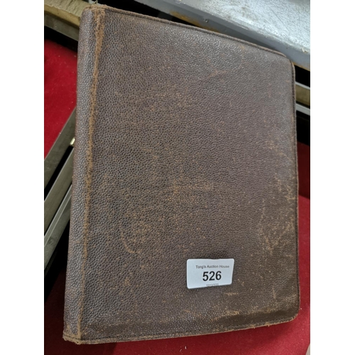 526 - A vintage brown faux leather zip folio.