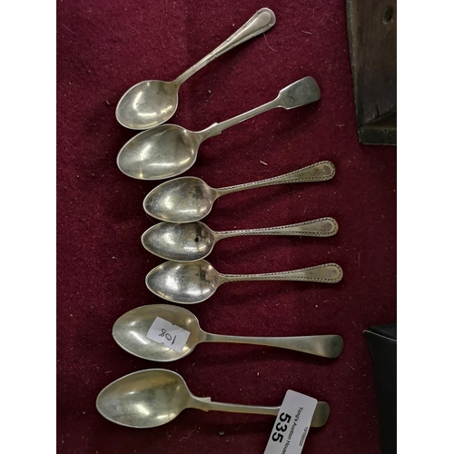 535 - Collection of 7 EPNS vintage teaspoons.