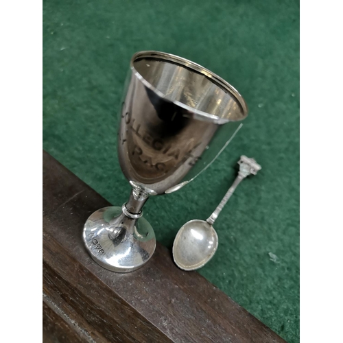 562 - Hallmarked solid silver vintage small trophy. Engraved 